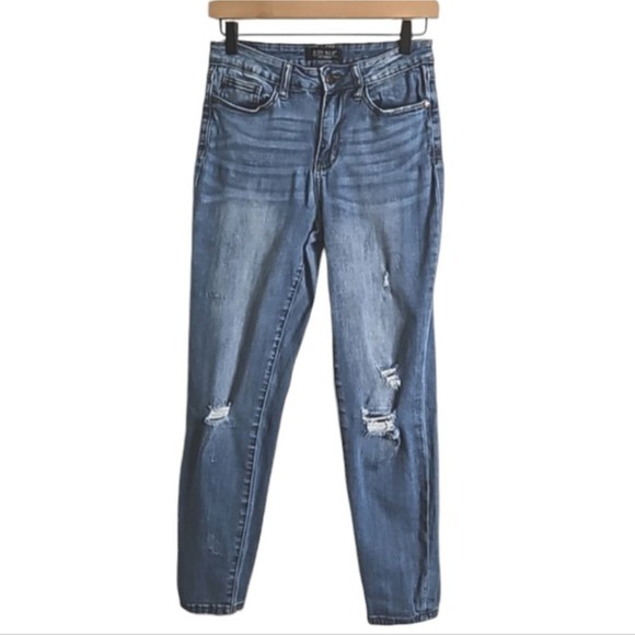 Judy Blue Jeans Size 29 Distressed  Ankle Dk Blue JB8271 DK - Picture 1 of 14